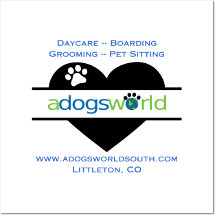 A Dog's World - Heart Logo (Back) - Daycare Boarding Grooming Pet Sitting Posters and Art